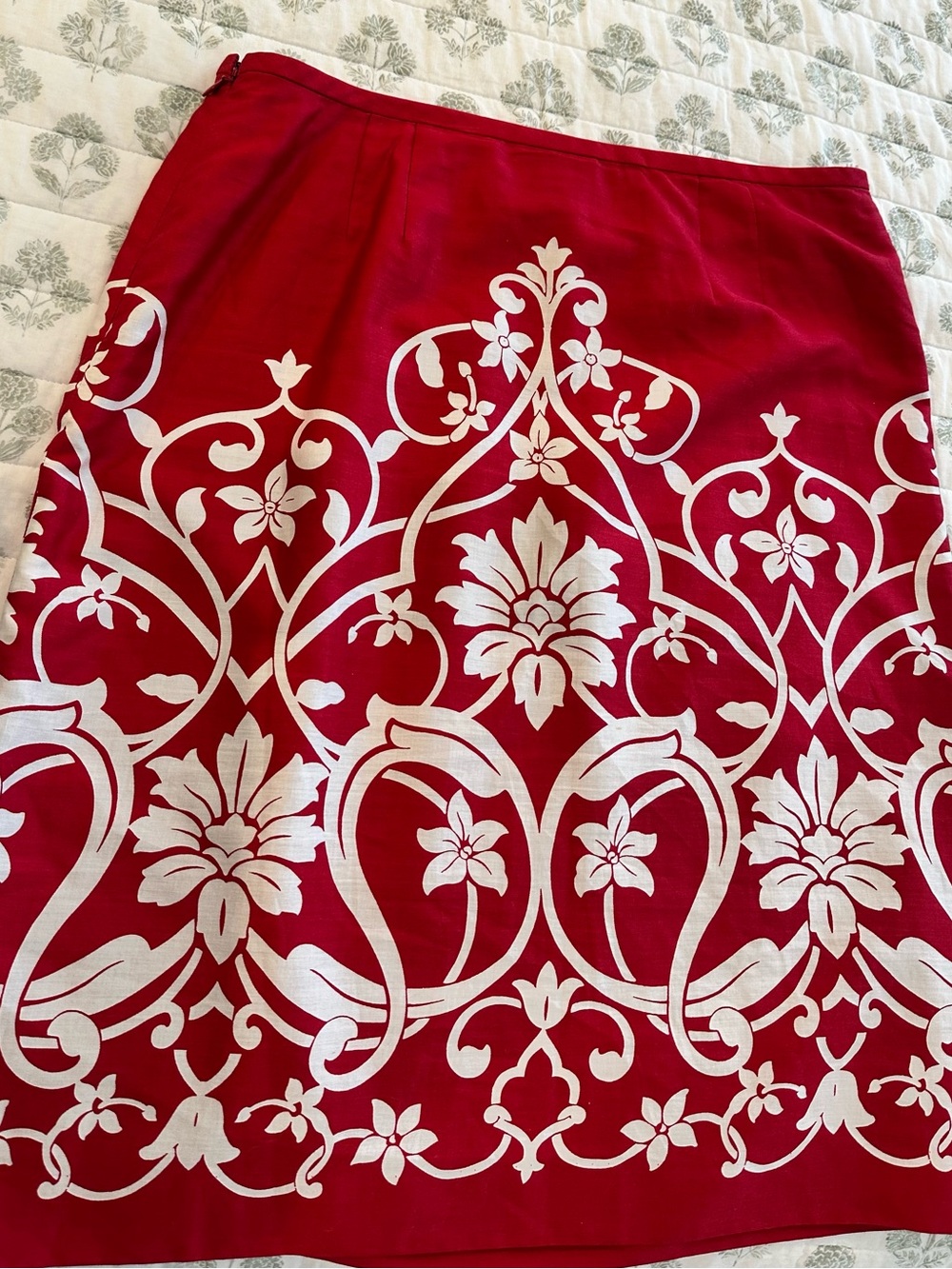 Women’s Loft Red Floral Scroll Print Skirt Sz 10